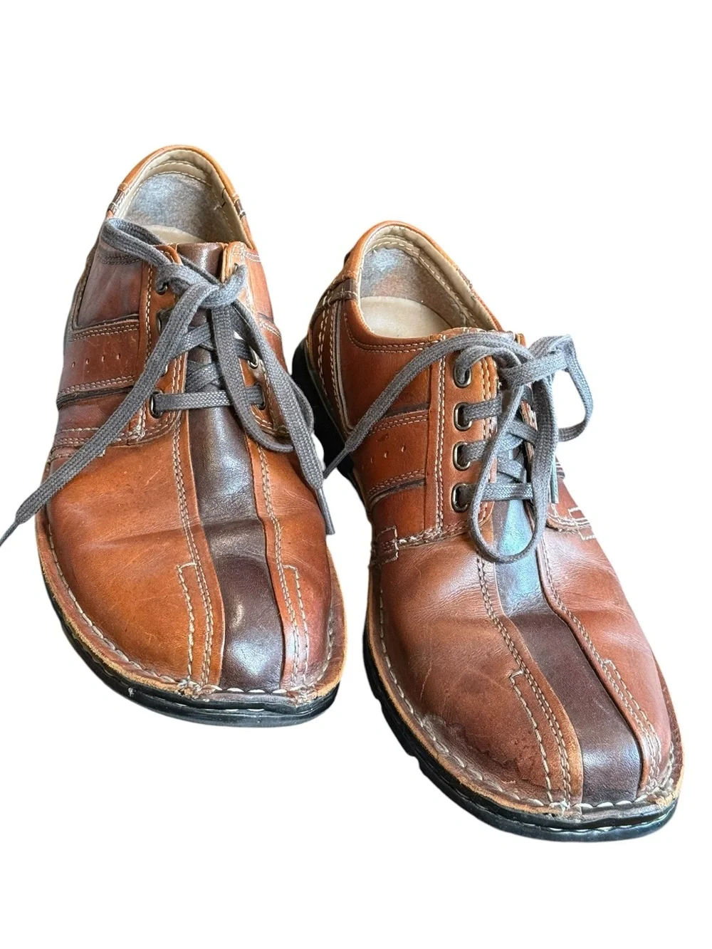 Clarks Touareg Leather Casual Oxford Shoes Brown Two-Tone 9.5 M Comfort Laves
